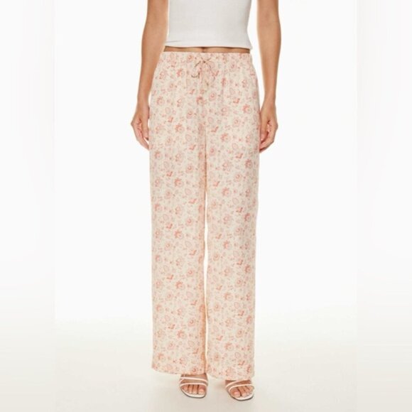 Aritzia Wilfred Toccata Satin Pant wide leg pull on floral exclusive print Large - Picture 2 of 15